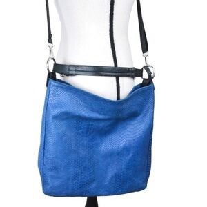 Carla Ferreri Large Snake Embossed Leather Shoulder Bag Made in Italy